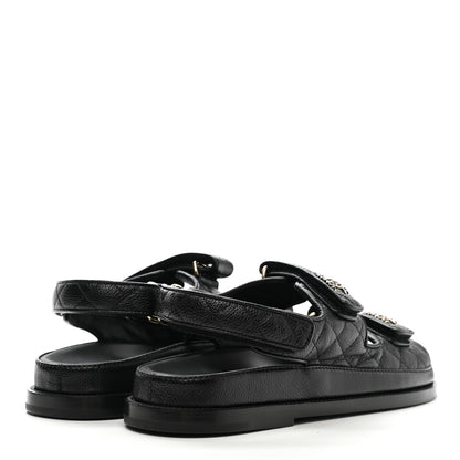 Chanel Grained Calfskin Velcro Dad Sandals 39.5 Black 4 of 9