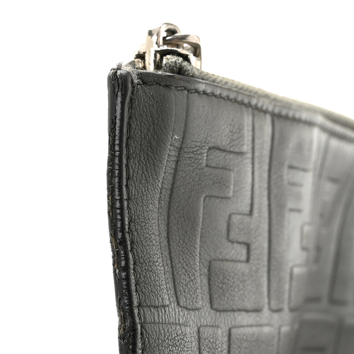 Fendi Vitello Grace FF 1974 Embossed Flat Pouch Anthracite 11 of 11