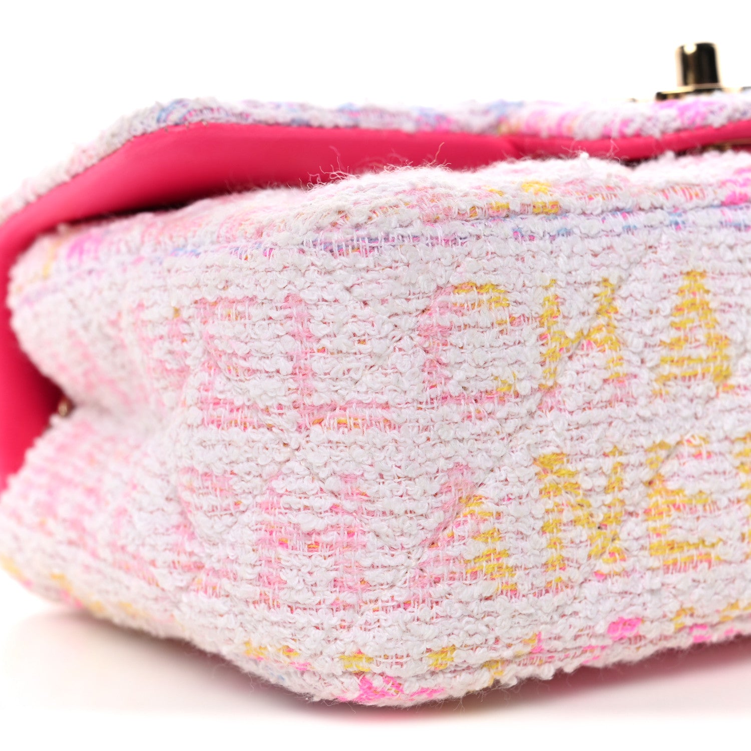 Chanel Tweed Quilted Enamel CC Logo Mini Rectangular Flap Pink Multicolor 9 of 11