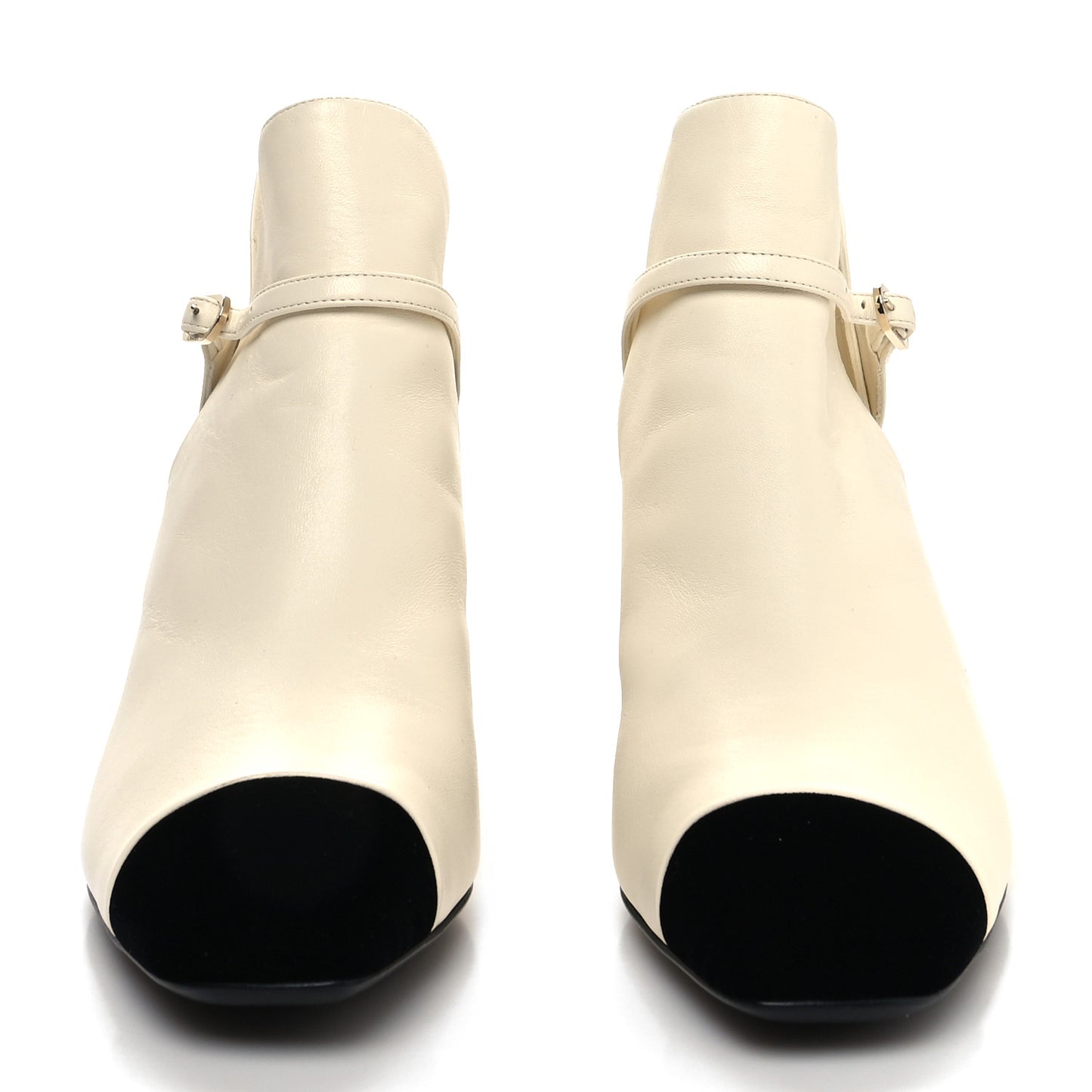 Lambskin Velvet Cap Toe Short Ankle Boots 37.5 White