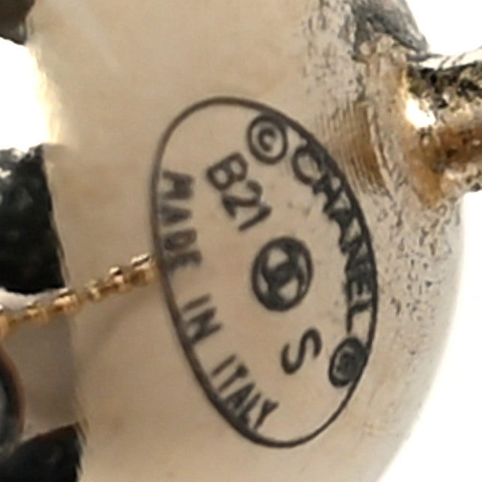 Metal Bead CC Hoop Earrings Gold