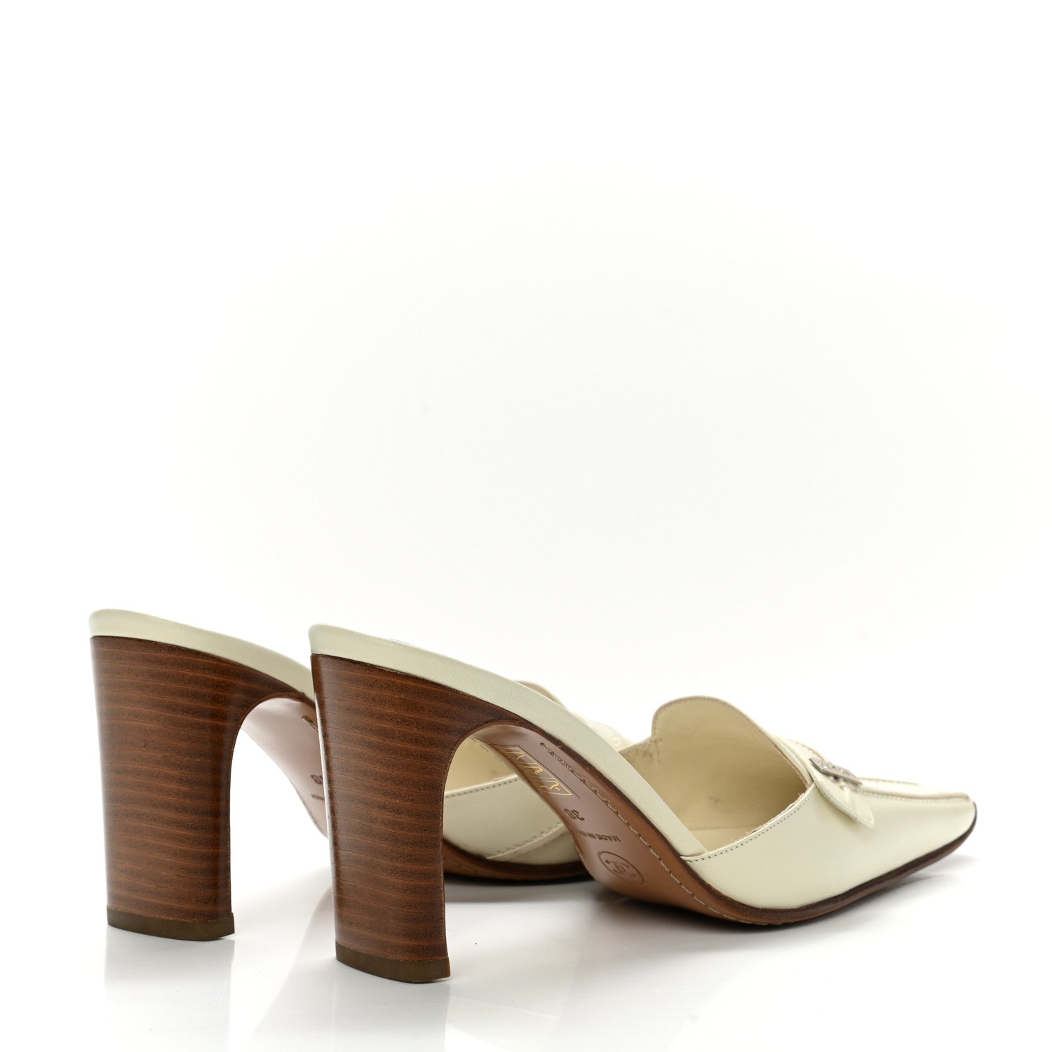 Chanel Calfskin Logo Mules 38 White 4 of 13