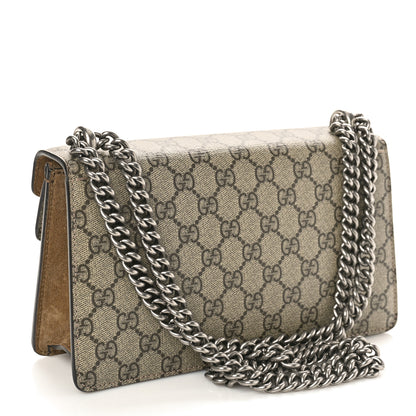 Gucci GG Supreme Monogram Suede Crystal Small Dionysus Shoulder Bag Beige Ebony Taupe 2 of 11