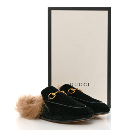 Gucci Velvet Fur Womens Princetown Slippers 36 Black 8 of 8
