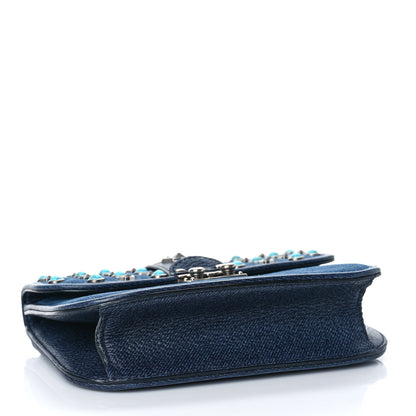 Valentino Garavani Denim Star Studded Small Lock Flap Blue 5 of 10