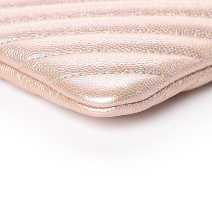 Chanel Iridescent Caviar Chevron Quilted Large Cosmetic Case Light Gold 9 of 11