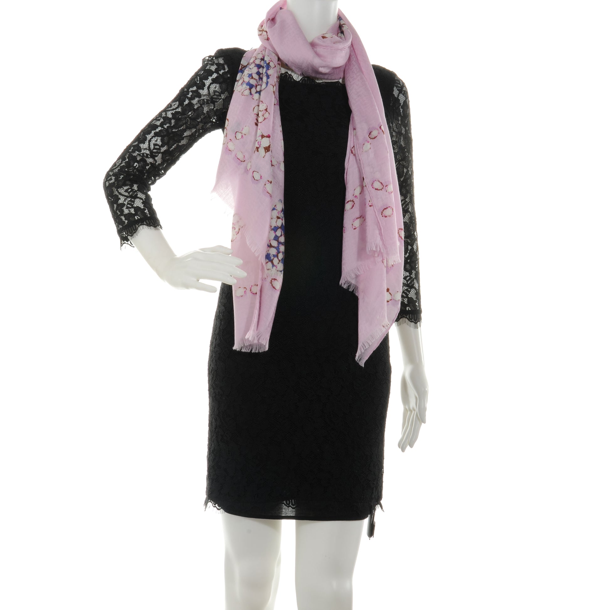 Chanel Cashmere Silk Camellia Scarf Shawl 2 of 6