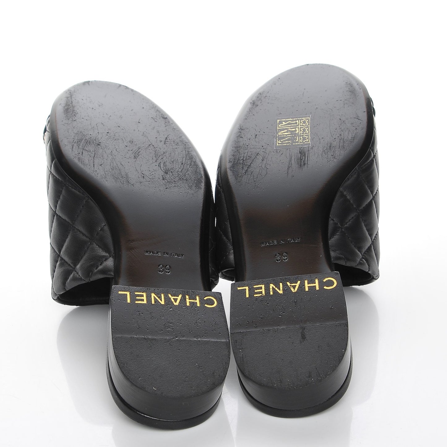 Calfskin Quilted CC Chain Mules 39 Black