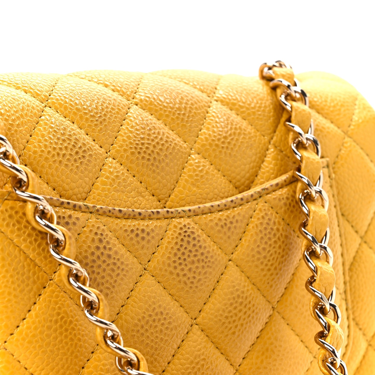 Caviar Quilted Mini Rectangular Flap Yellow