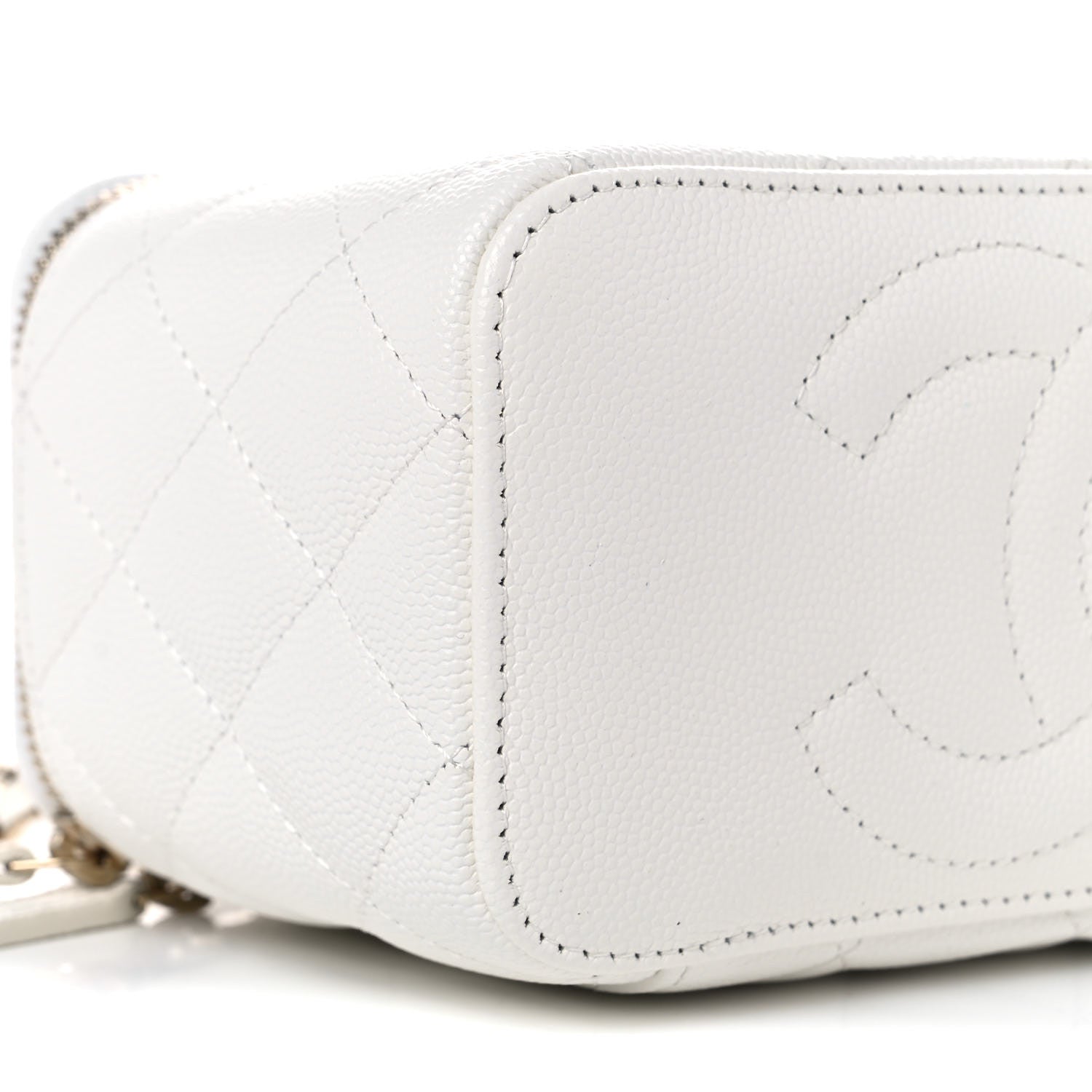 Chanel Caviar Quilted Small Vanity Case With Chain White 5 of 10