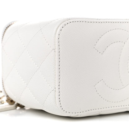 Chanel Caviar Quilted Small Vanity Case With Chain White 5 of 10