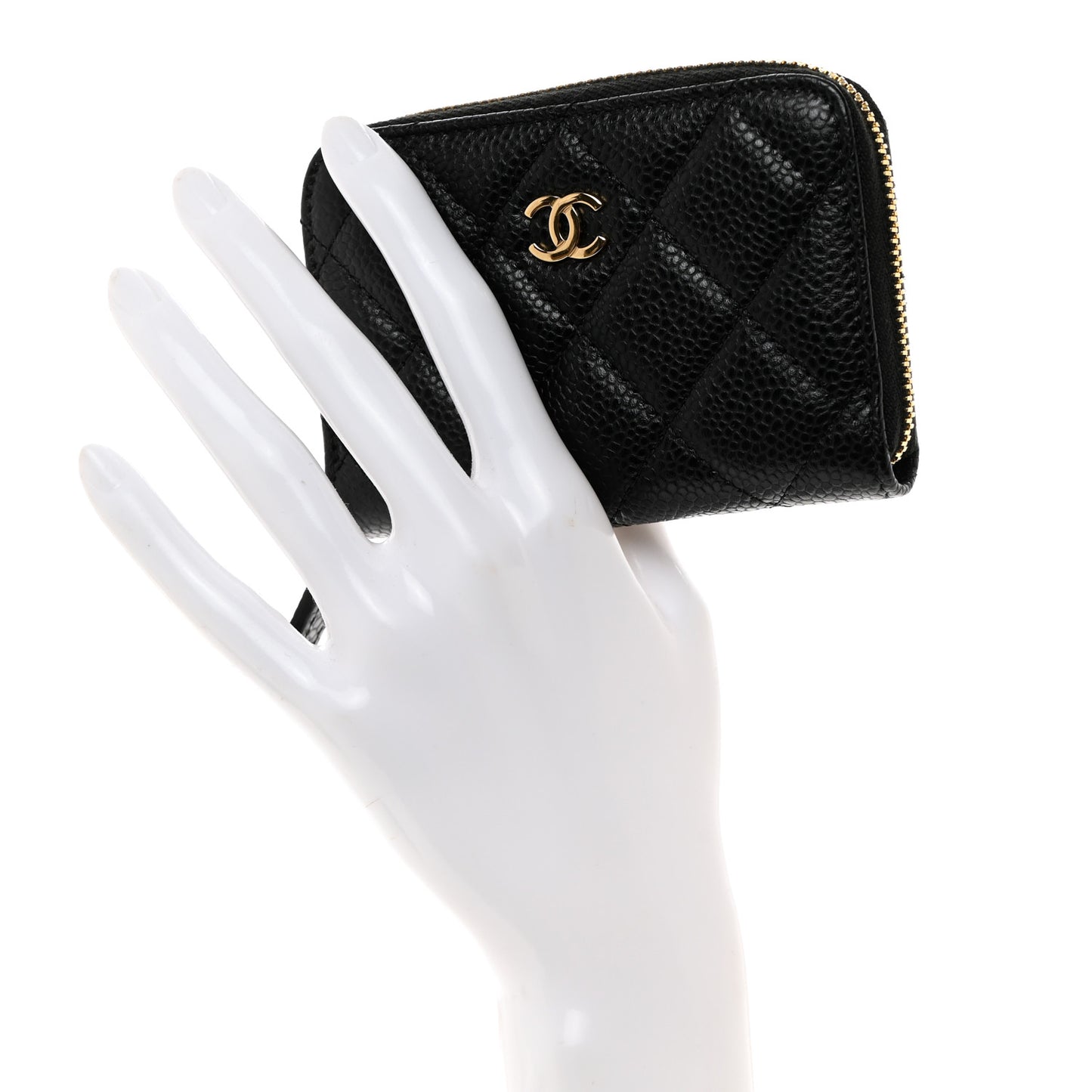 Caviar Quilted Zip Coin Purse Black