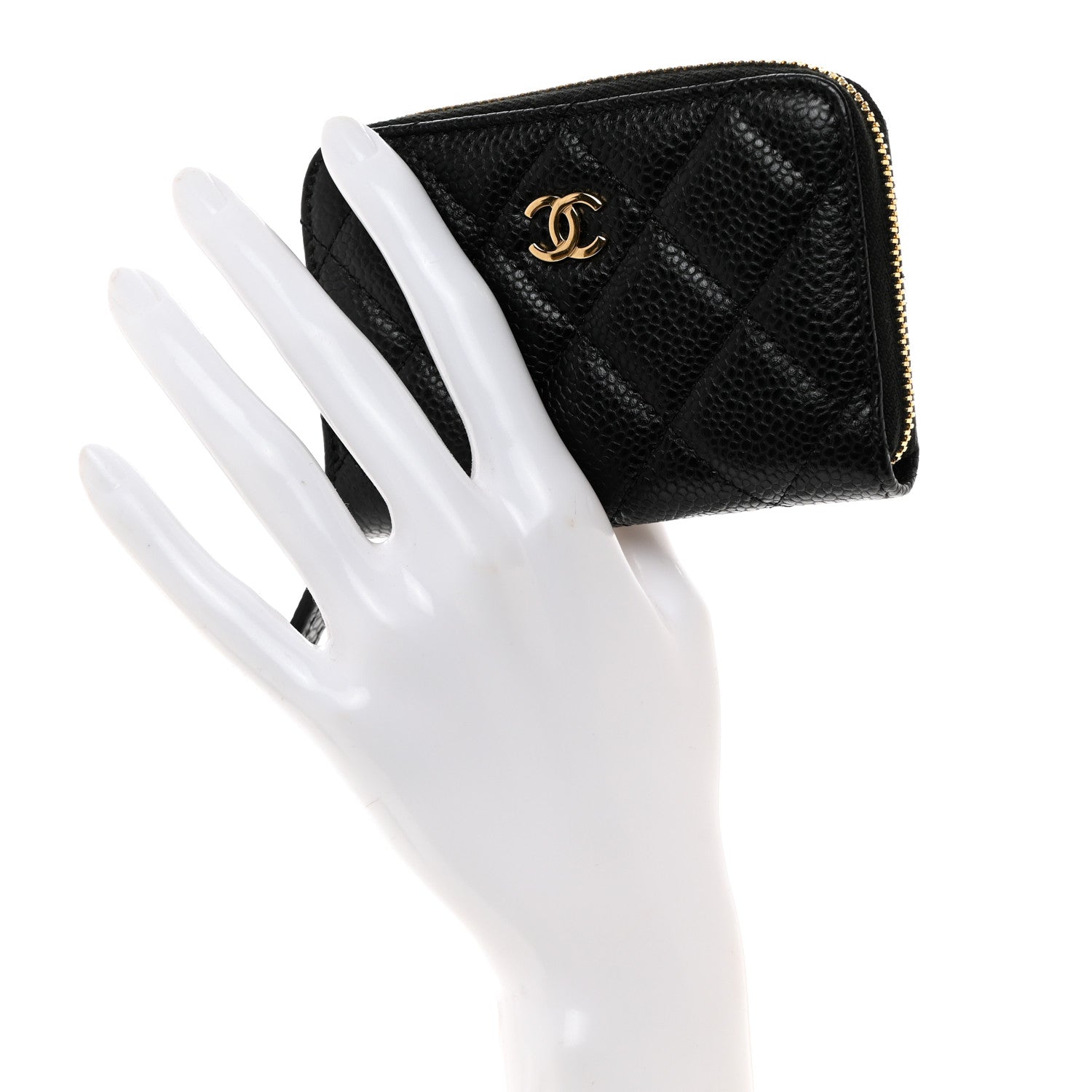 Chanel Caviar Quilted Zip Coin Purse Black 2 of 8