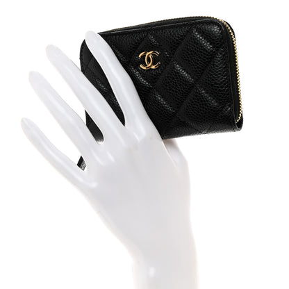 Chanel Caviar Quilted Zip Coin Purse Black 2 of 8