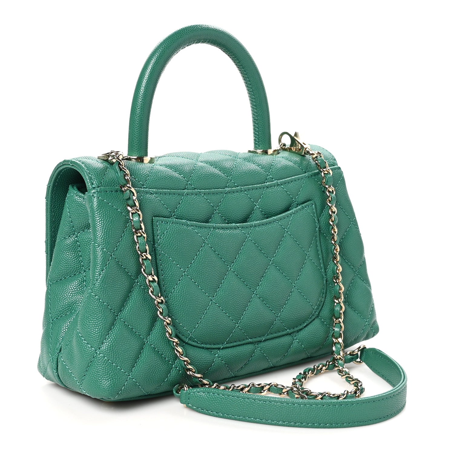 Chanel Caviar Quilted Mini Coco Handle Flap Green 3 of 10