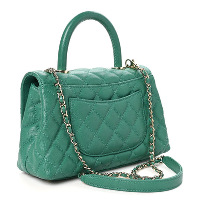 Chanel Caviar Quilted Mini Coco Handle Flap Green 3 of 10