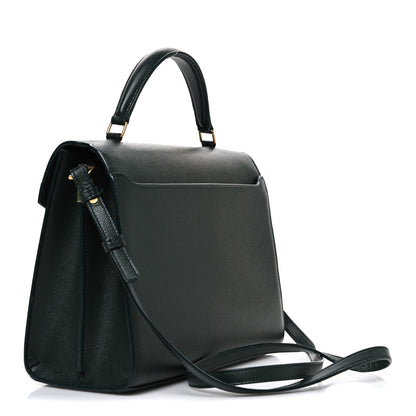 Saint Laurent Grain de Poudre Medium Classic Monogram Cassandra Top Handle Dark Green 2 of 11