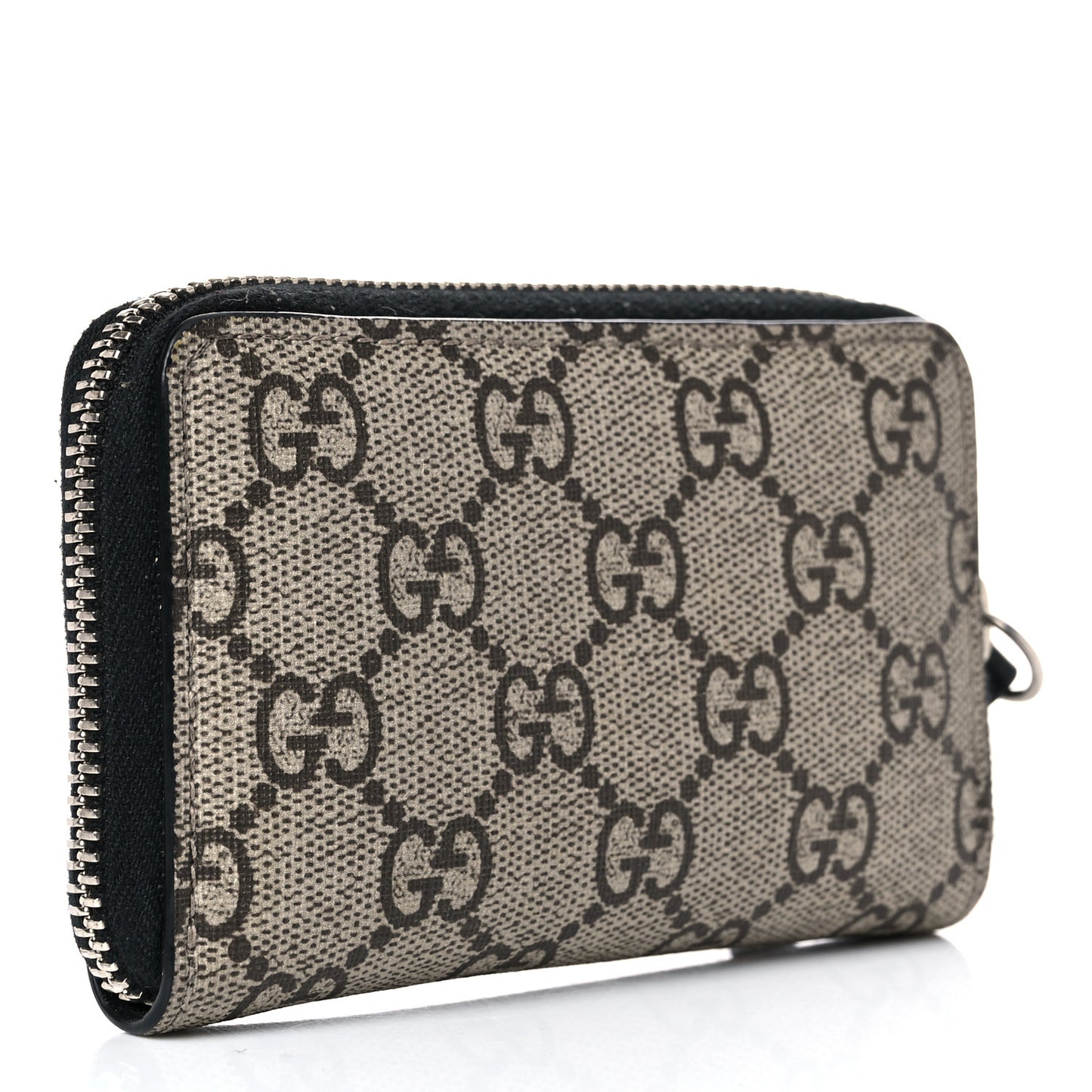 GG Supreme Monogram Tiger Print Zip Around Card Case Black