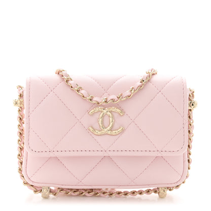 Chanel Lambskin Quilted Chain Around Coin Purse With Chain Light Pink 1 of 11