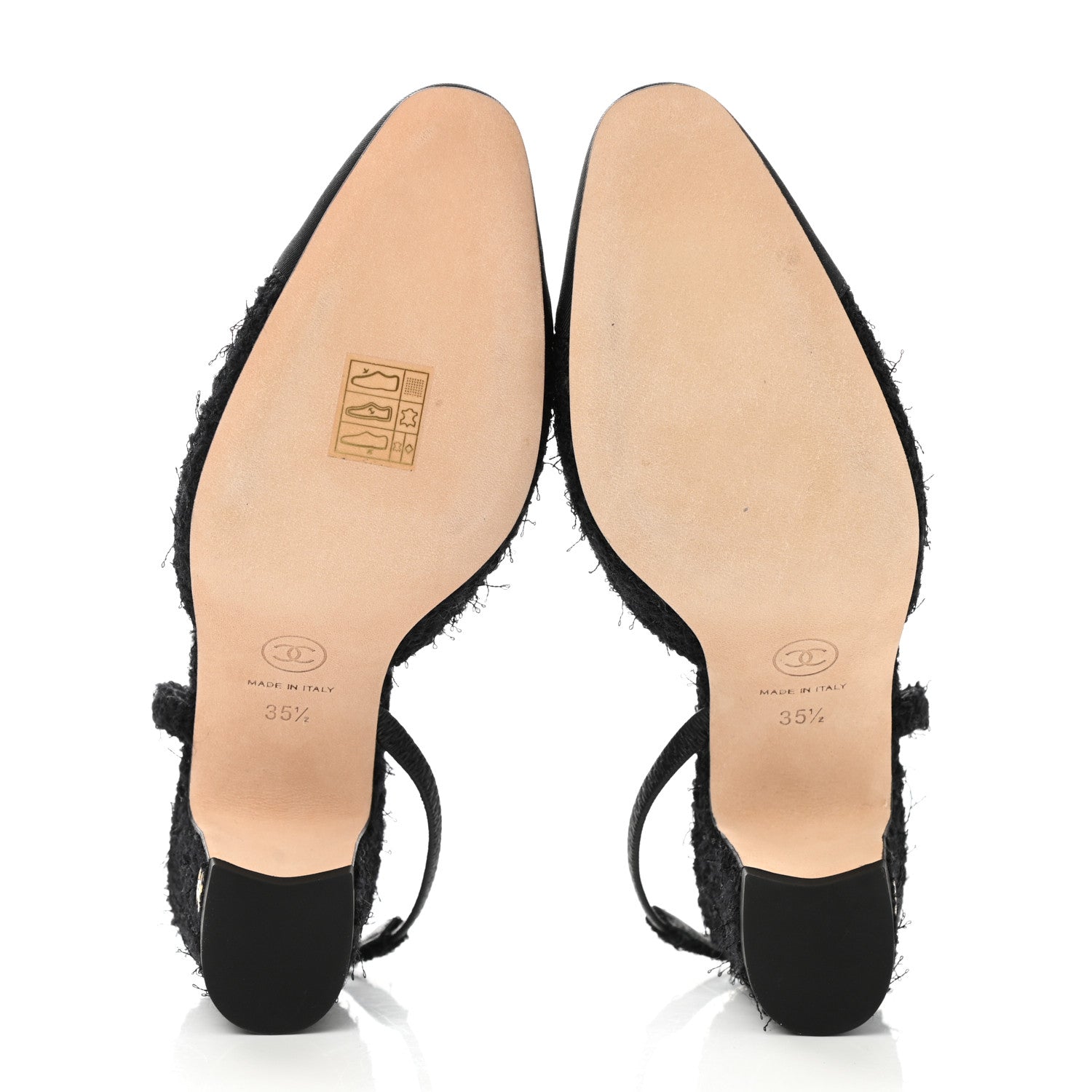 Chanel Tweed Cap Toe CC Slingback Pumps 35.5 Black 5 of 9
