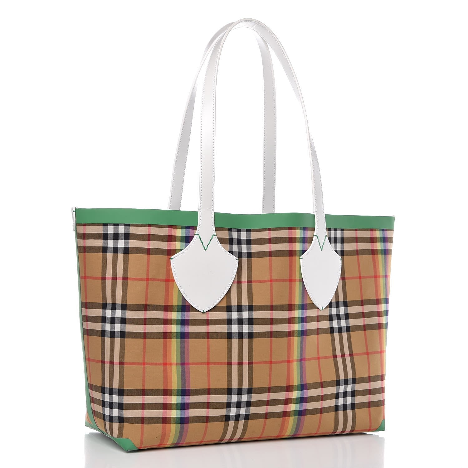 Burberry Vintage Rainbow Check Large The Giant Reversible Tote Antique Yellow 4 of 13