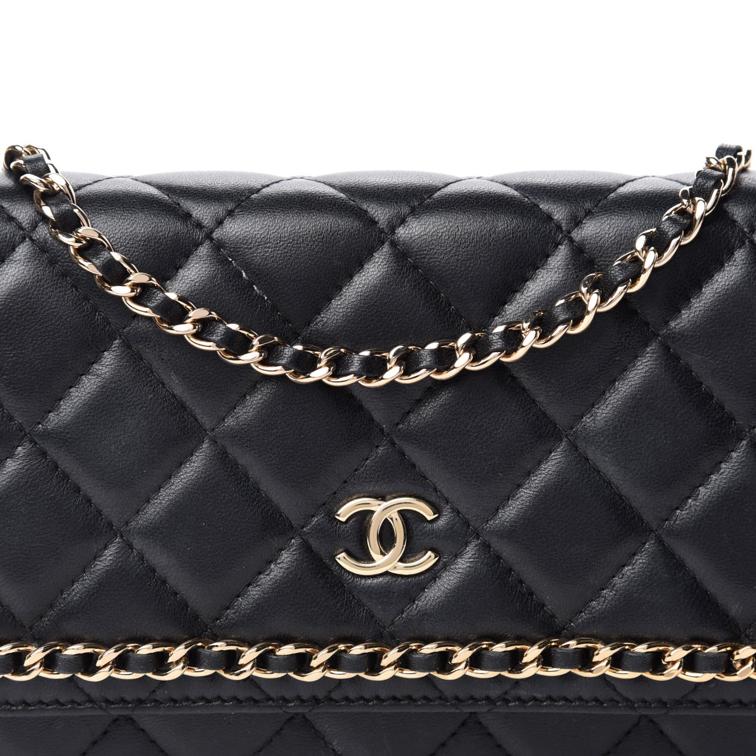 Chanel Lambskin Quilted Chain Around Wallet On Chain WOC Black 18 of 19