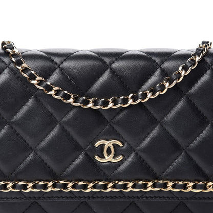 Chanel Lambskin Quilted Chain Around Wallet On Chain WOC Black 18 of 19