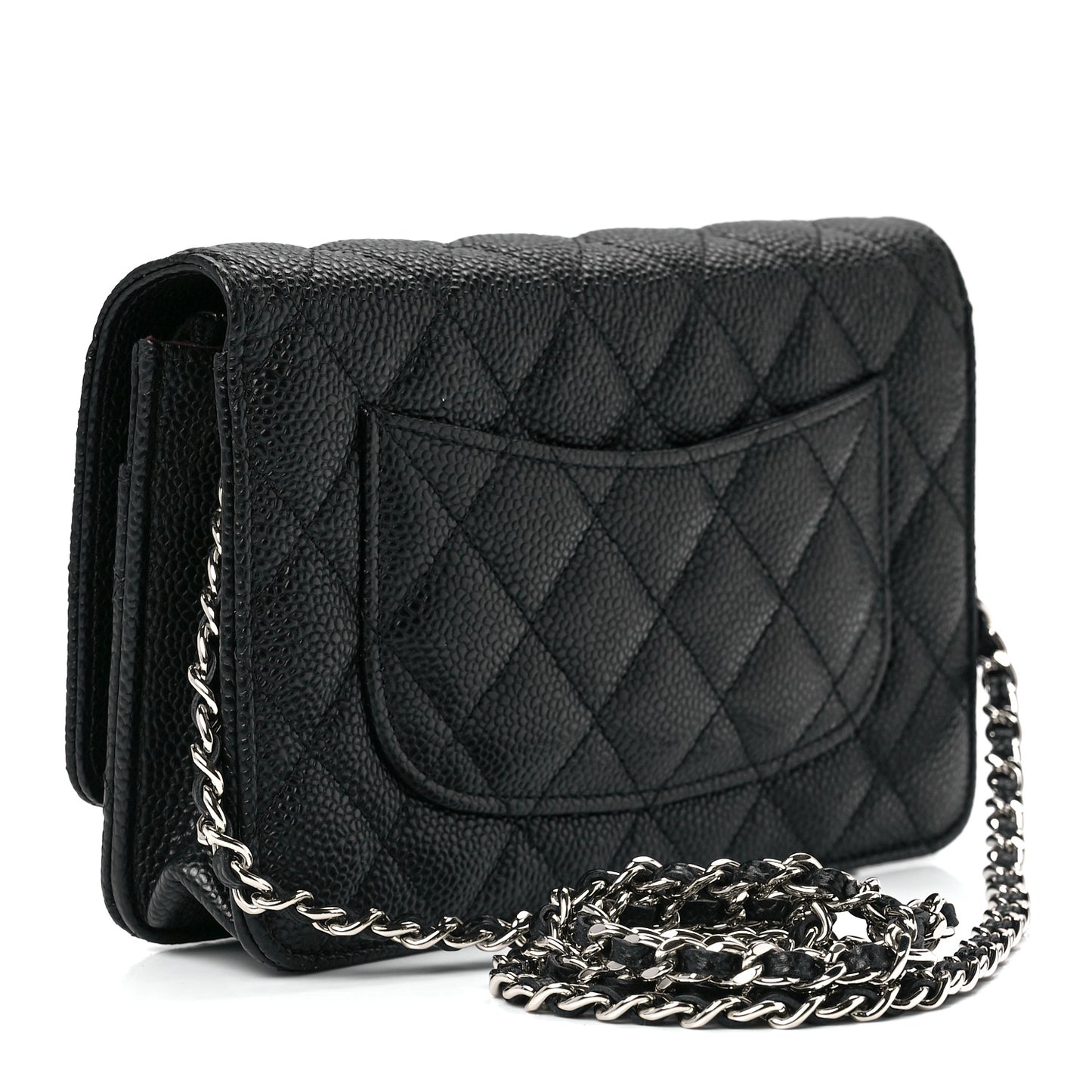 Caviar Quilted Wallet on Chain WOC Black
