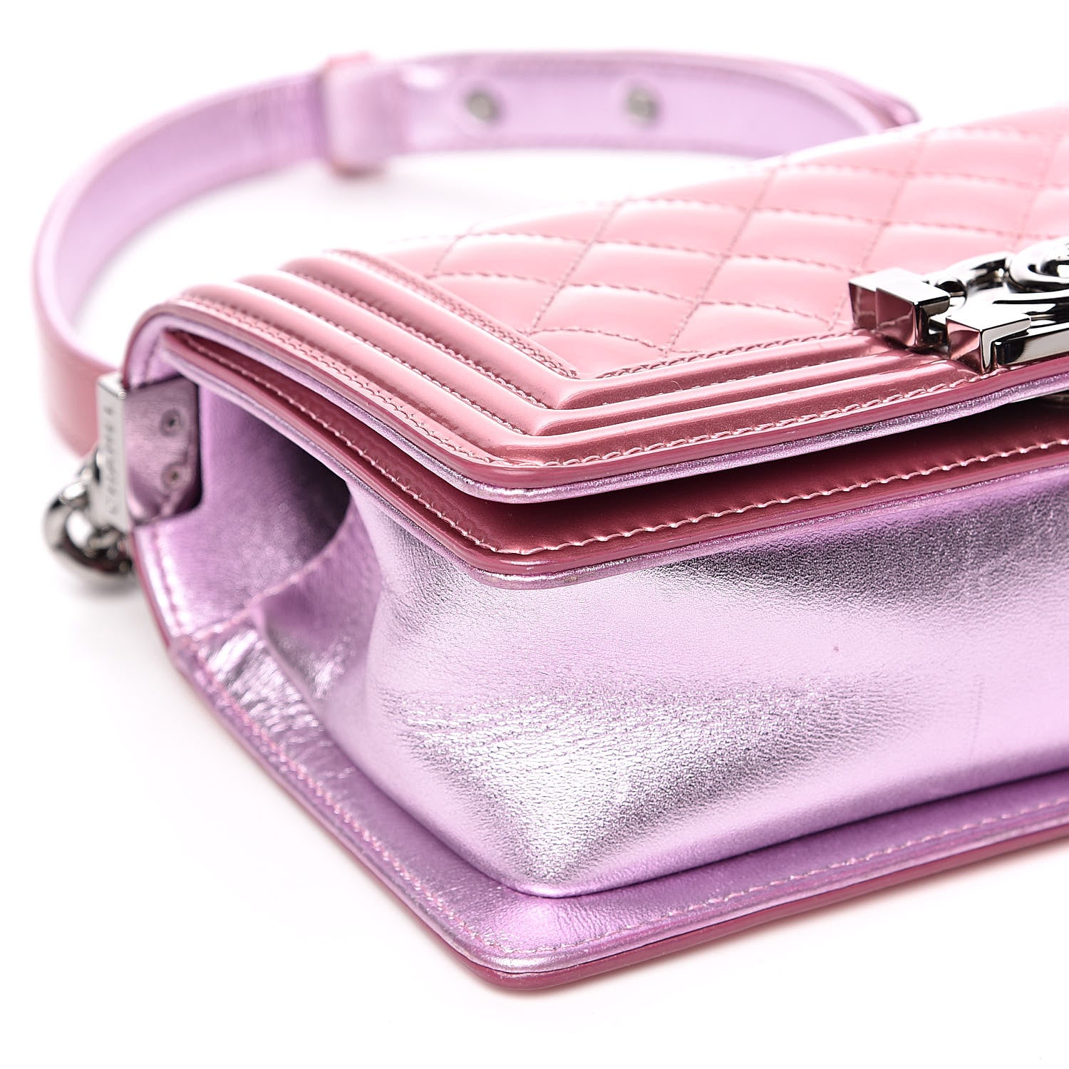 Chanel Metallic Patent Calfskin Quilted Small Boy Flap Pink 9 of 12