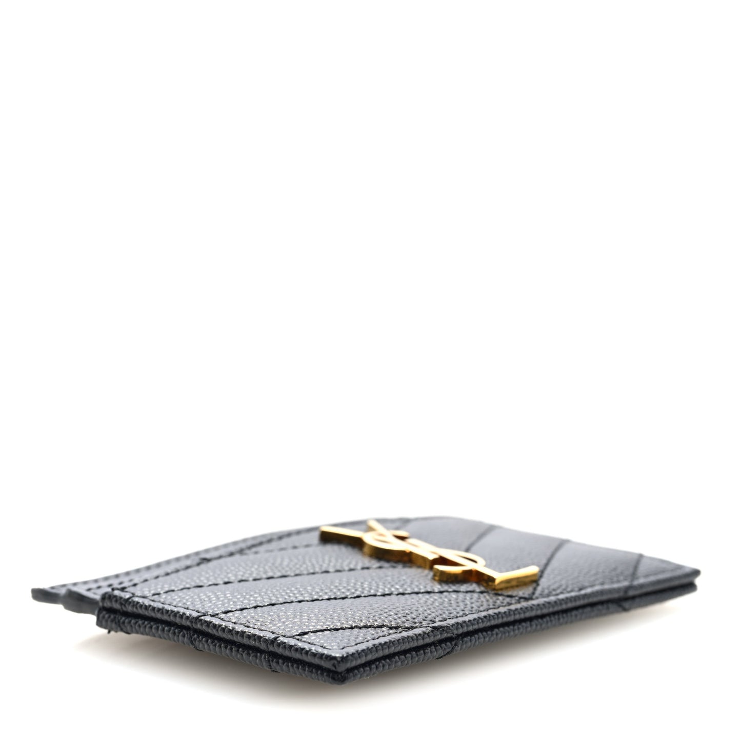 Grain De Poudre Matelasse Chevron Monogram Credit Card Case Black