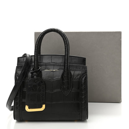 Alexander McQueen Calfskin Crocodile Embossed Mini Heroine 21 Black 10 of 10