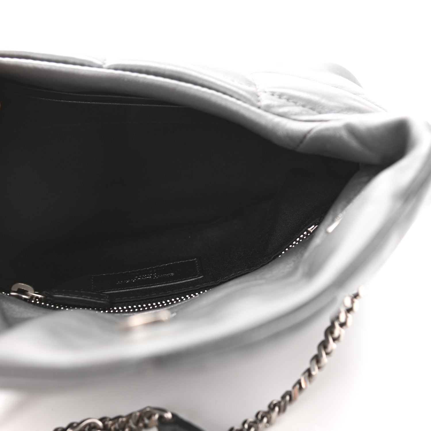 Saint Laurent Lambskin Quilted Toy Loulou Puffer Monogram Chain Satchel Storm 5 of 11