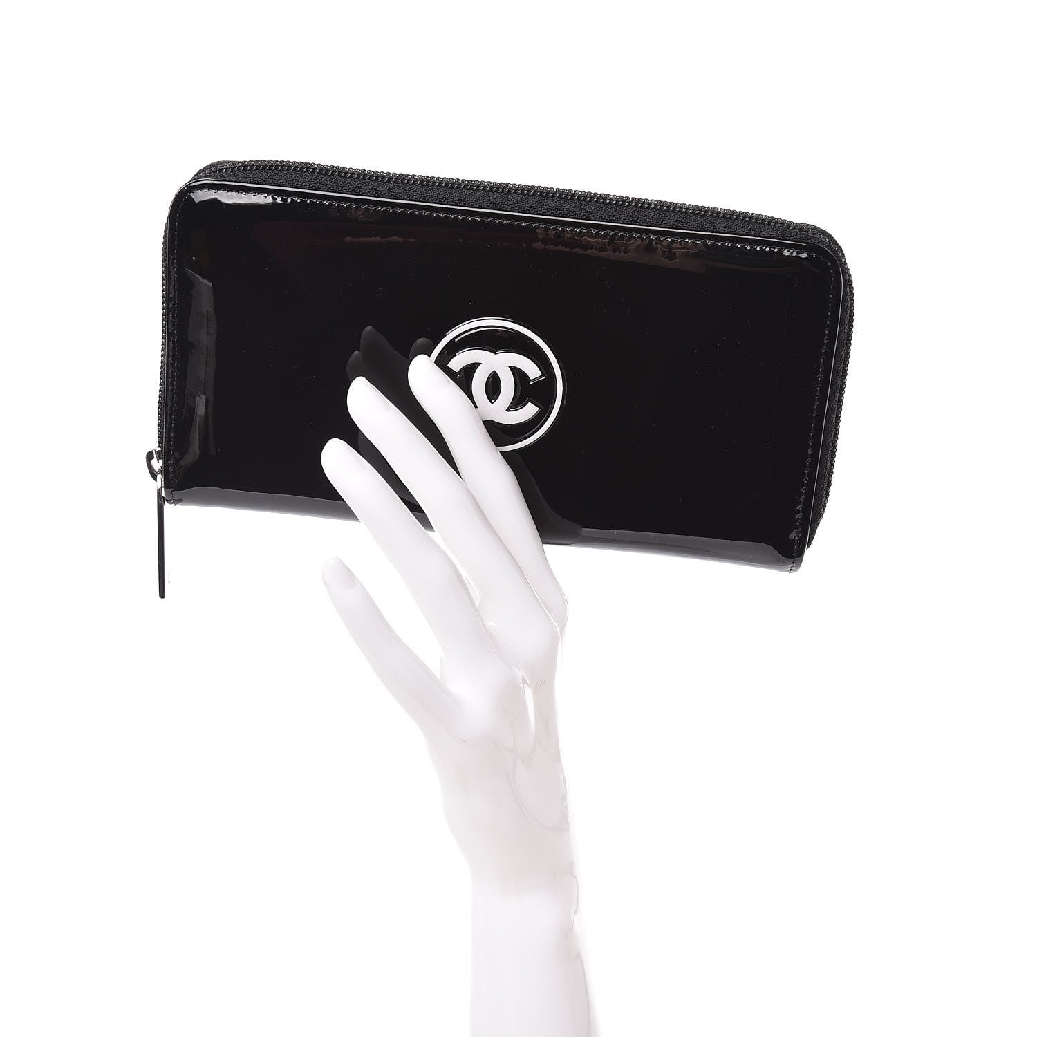 Chanel Patent Large Gusset CC Zip Wallet Black 2 of 8
