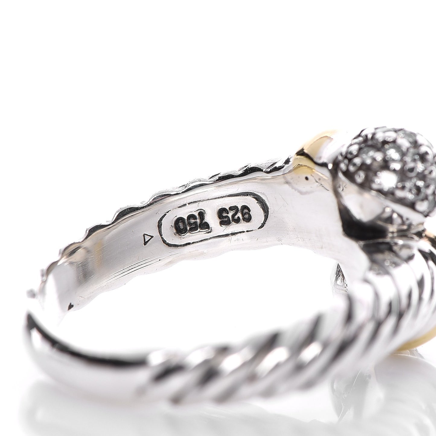 Sterling Silver 18K Yellow Gold Diamond Cable Ring 54 7
