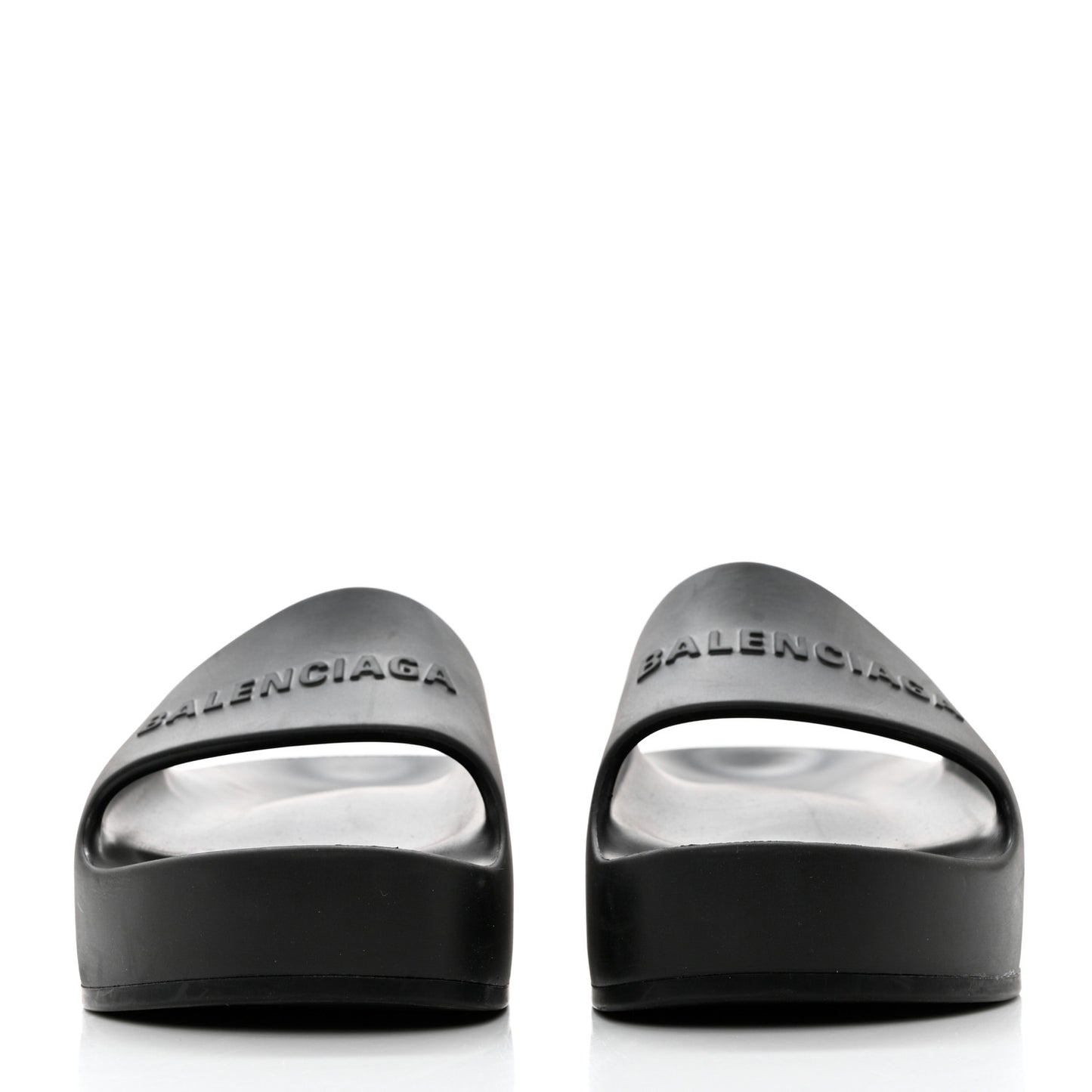 Rubber Chunky Platform Slide Sandals 38 Black