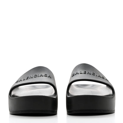 Balenciaga Rubber Chunky Platform Slide Sandals 38 Black 2 of 9