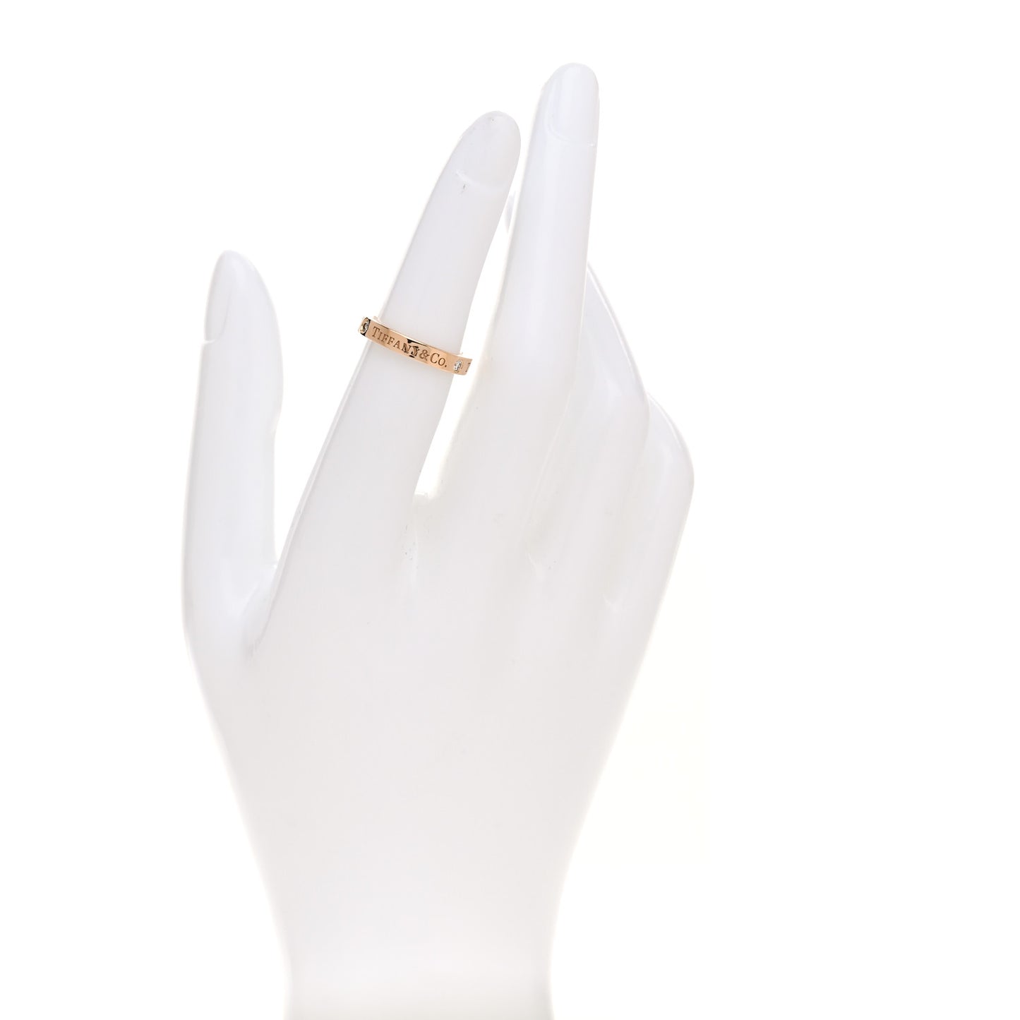 18K Rose Gold Diamond Logo Band Ring 49 4.75