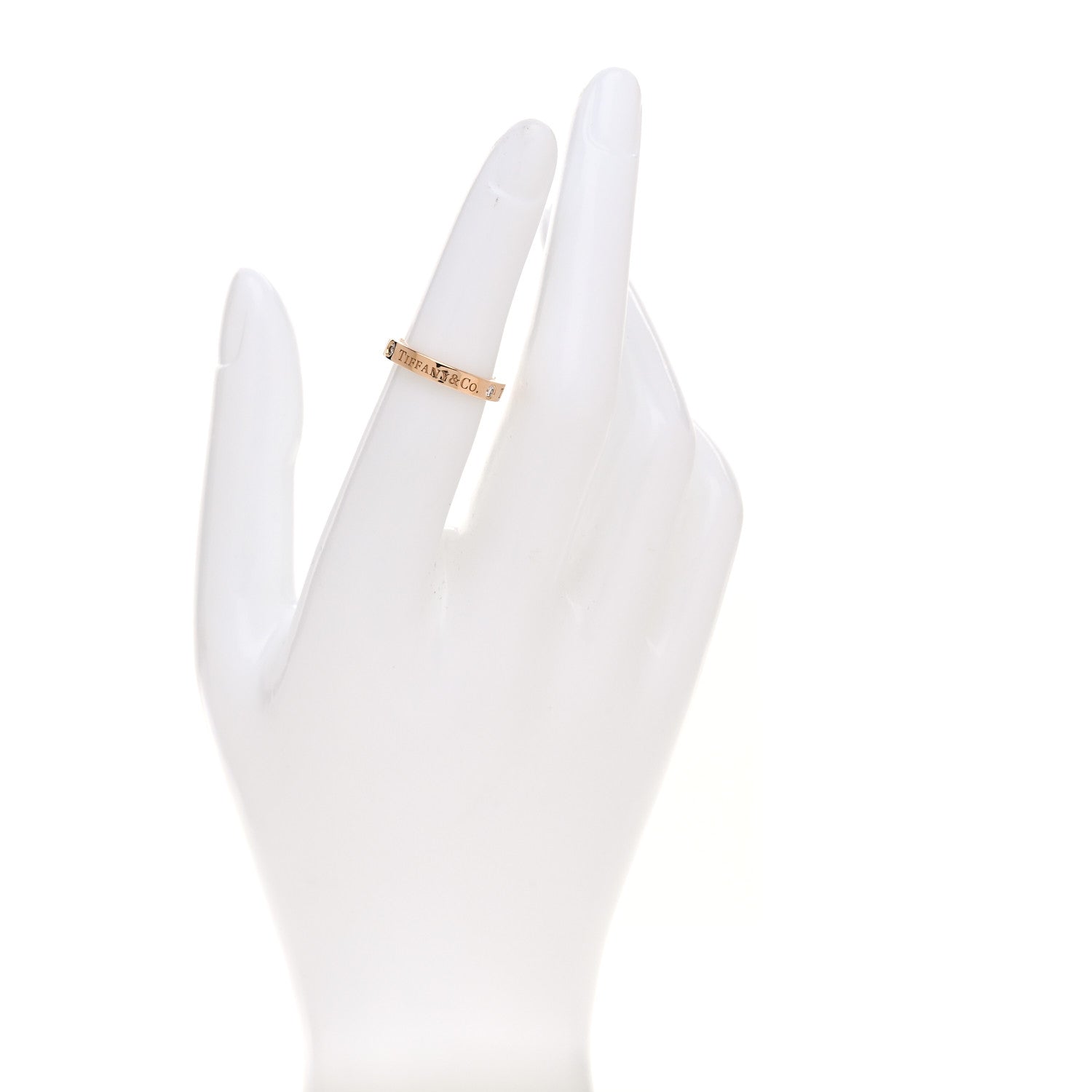 Tiffany 18K Rose Gold Diamond Logo Band Ring 49 4.75 2 of 6