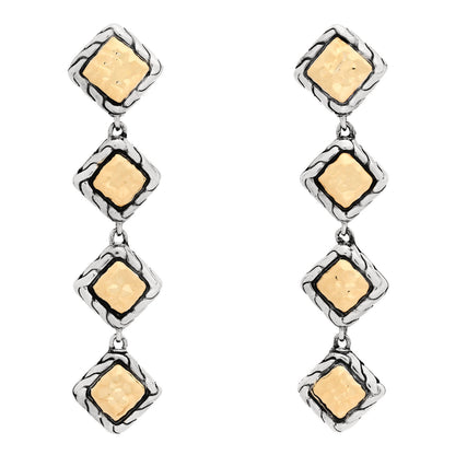 John Hardy Sterling Silver 18K Yellow Gold Palu Square Drop Earrings 1 of 4