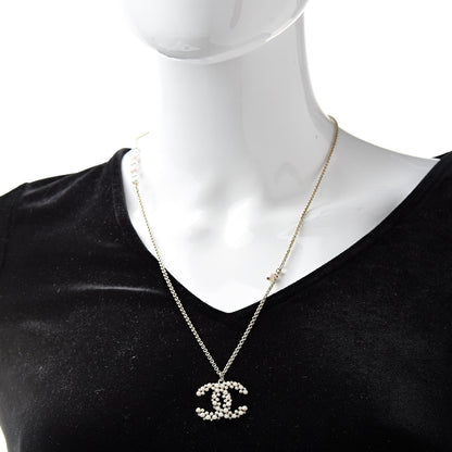 Chanel Crystal Pearl Snow Splash CC Pendant Necklace Gold 2 of 5