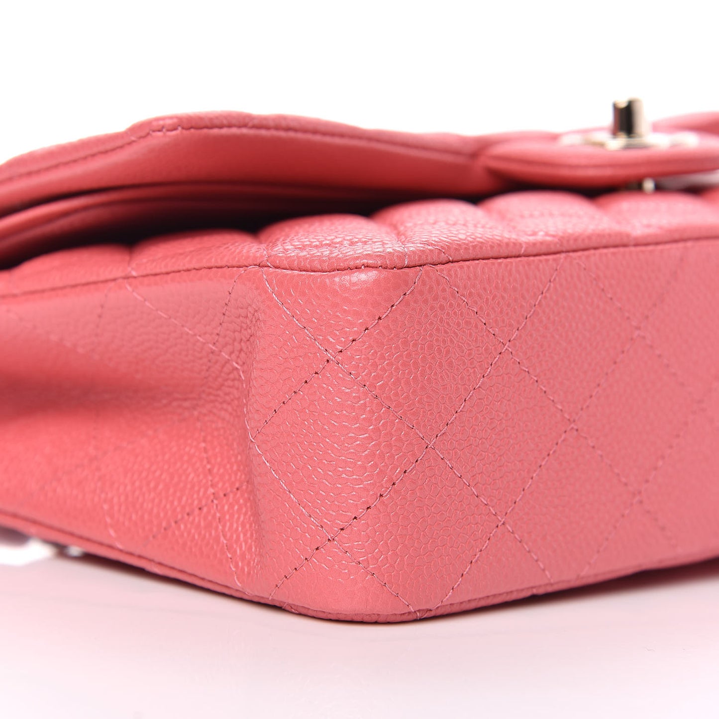 Metallic Caviar Quilted Medium Double Flap Pink