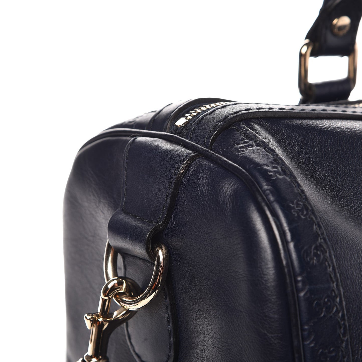 Calfskin Microguccissima Trim Medium Joy Boston Navy Blue