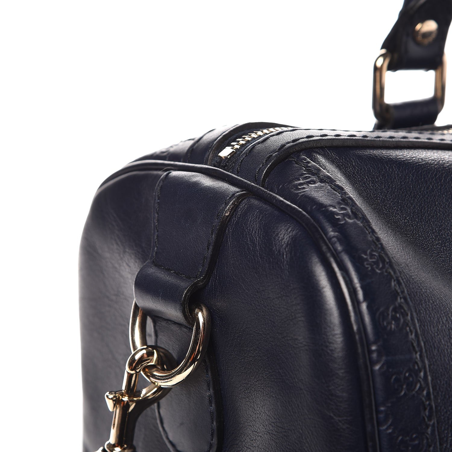 Gucci Calfskin Microguccissima Trim Medium Joy Boston Navy Blue 11 of 15