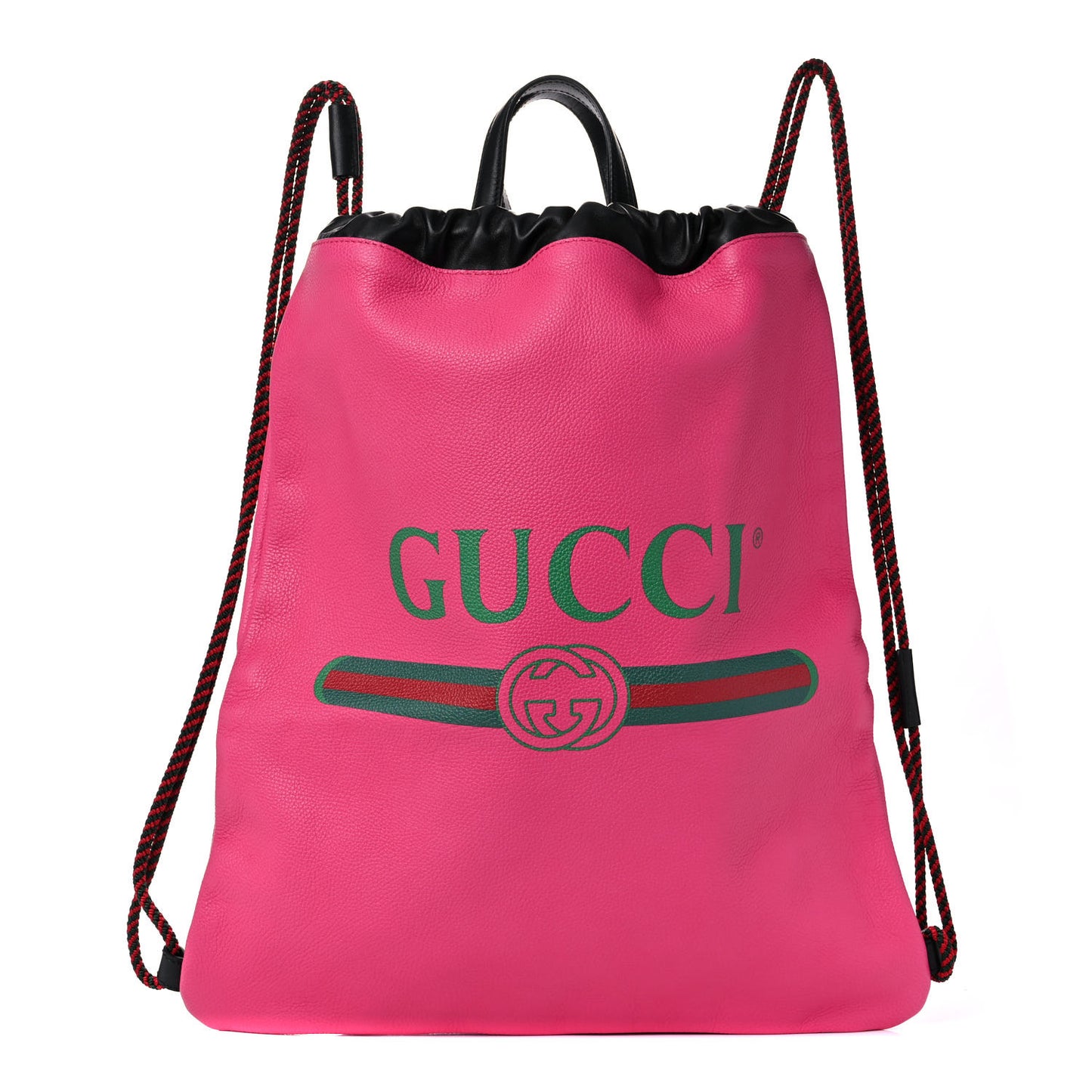 Grained Calfskin Logo Drawstring Backpack Box Pink Green Black