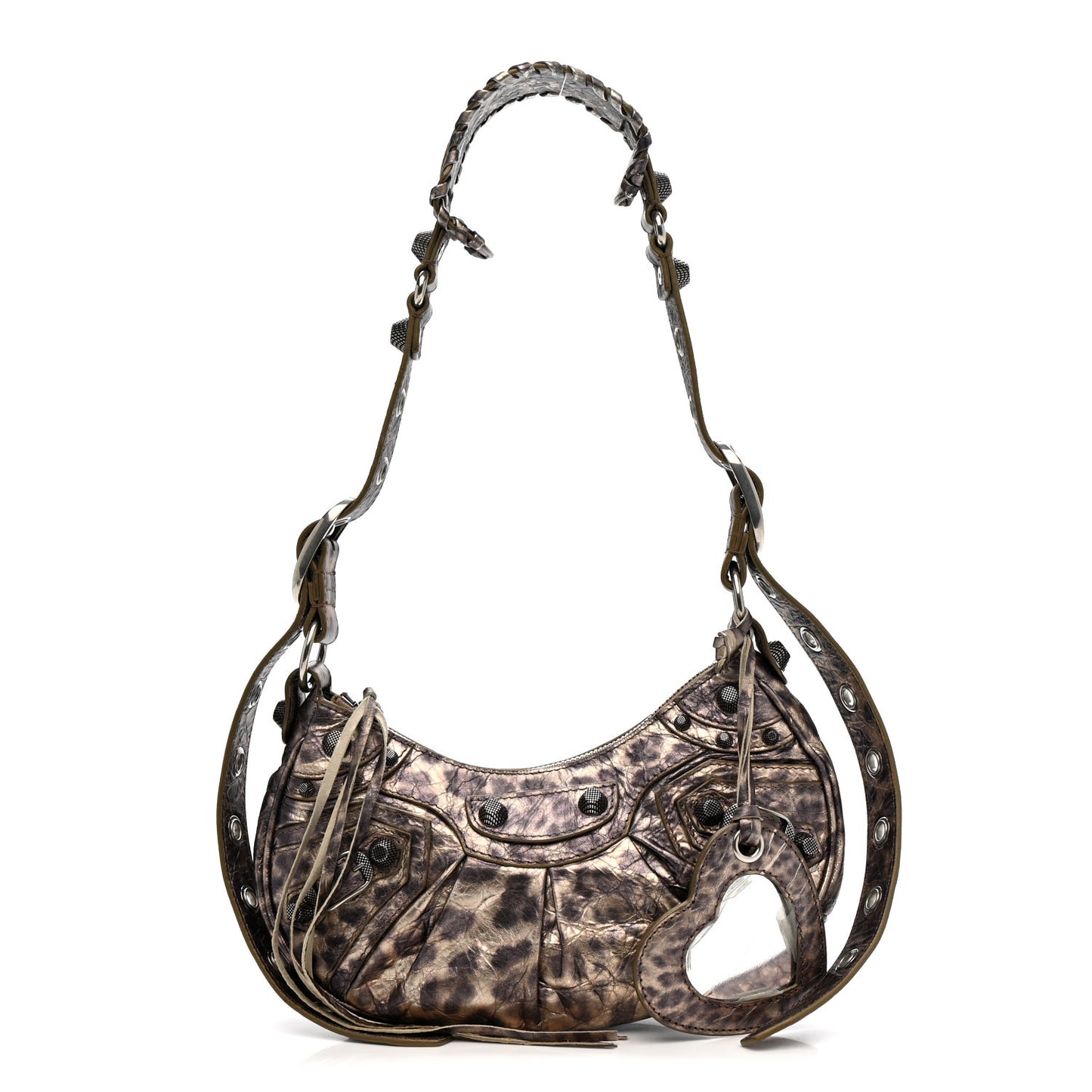 Metallic Agneau Arena Leopard Le Cagole Shoulder Bag XS Brown