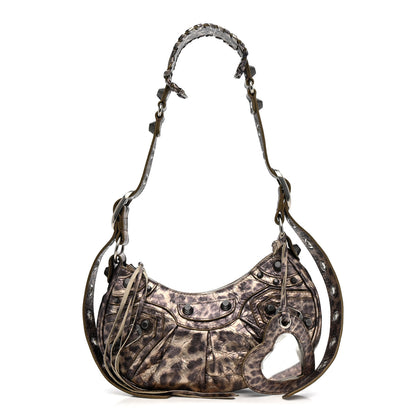 Balenciaga Metallic Agneau Arena Leopard Le Cagole Shoulder Bag XS Brown 3 of 12