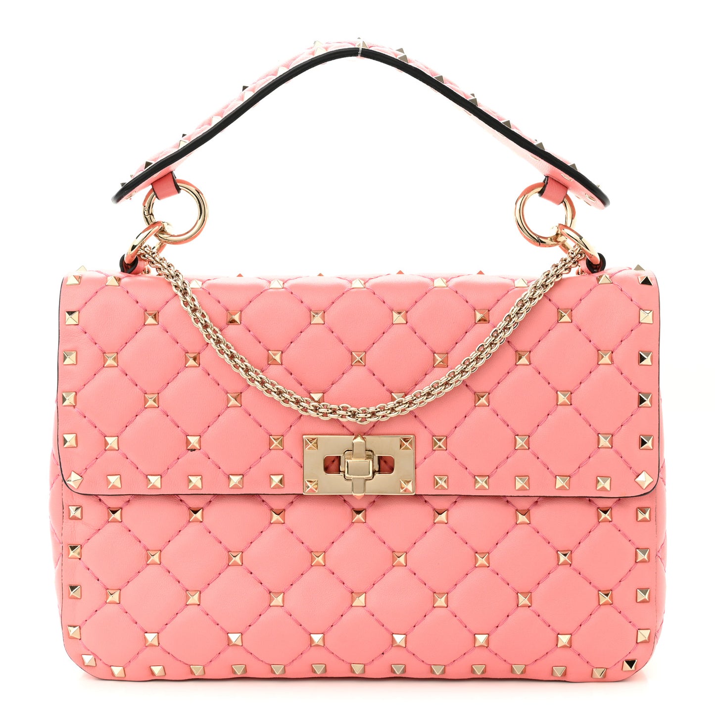 Nappa Medium Rockstud Spike Shoulder Bag Paradise Rose