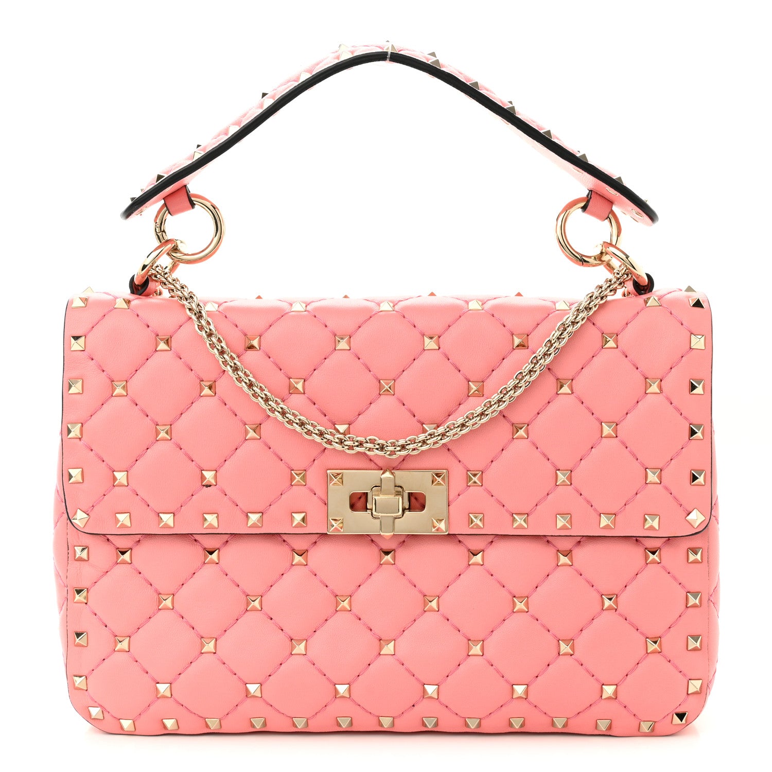 Valentino Garavani Nappa Medium Rockstud Spike Shoulder Bag Paradise Rose 1 of 9