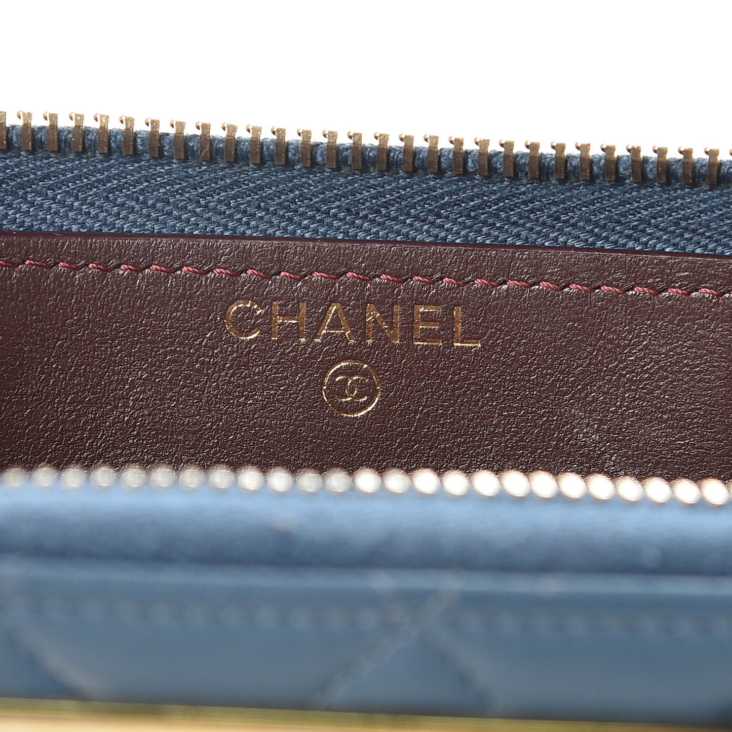 Lambskin Quilted Large Gusset Trendy CC Zip Around Wallet Blue