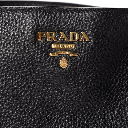 Prada Vitello Daino Side Pocket Tote Black 8 of 12